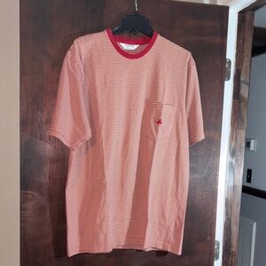 Brooks Brothers 100 % Cotton Red and White Striped Tee